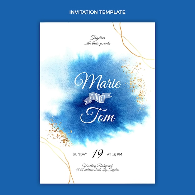 Free vector watercolor hand drawn wedding invitation