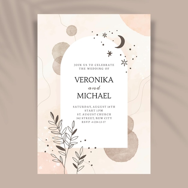 Free vector watercolor hand drawn wedding invitation