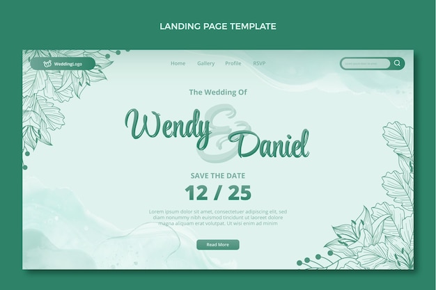 Free vector watercolor hand drawn wedding landing page