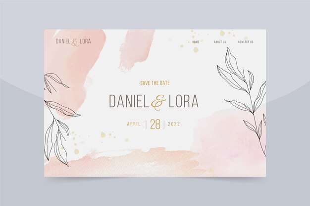 Watercolor hand drawn wedding landing page