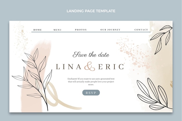 Watercolor hand drawn wedding landing page