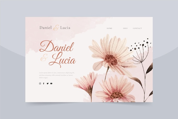 Watercolor hand drawn wedding landing page