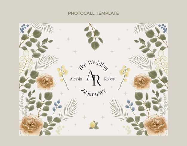 watercolor hand drawn wedding photocall