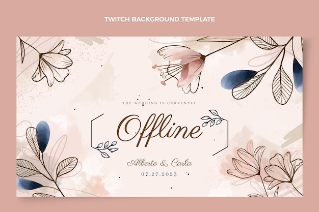 Watercolor hand drawn wedding twitch background