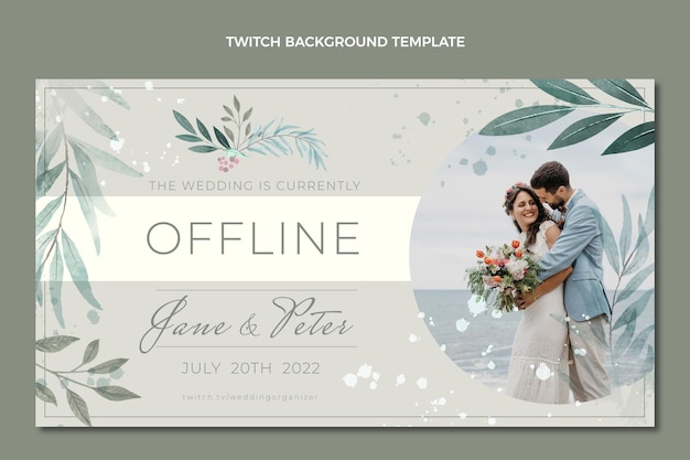 Free vector watercolor hand drawn wedding twitch background