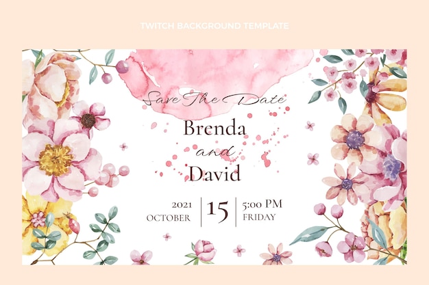 Watercolor hand drawn wedding twitch background