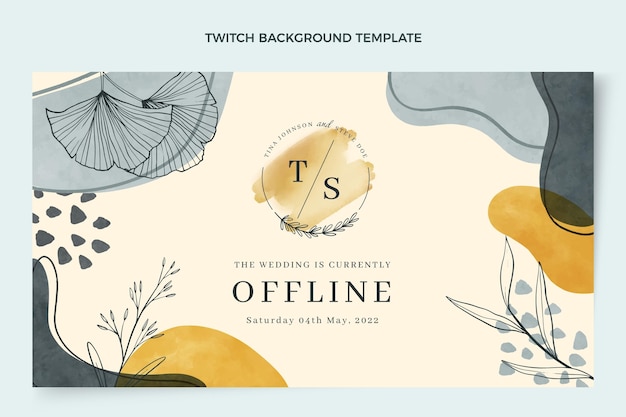 Free vector watercolor hand drawn wedding twitch background