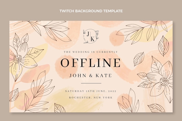 Free vector watercolor hand drawn wedding twitch background