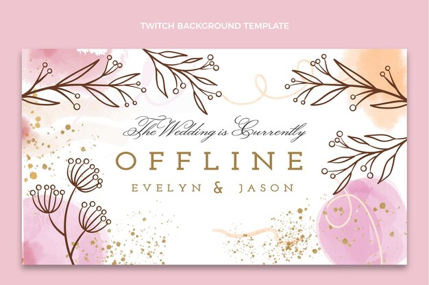 Watercolor hand drawn wedding twitch background