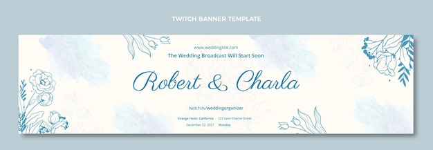 Free vector watercolor hand drawn wedding twitch banner