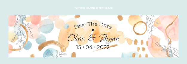 Free vector watercolor hand drawn wedding twitch banner