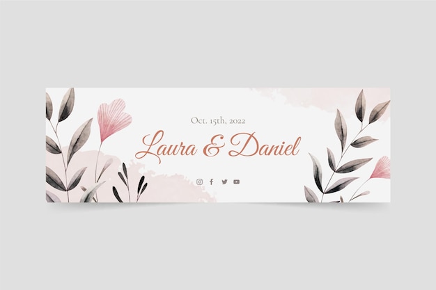 Watercolor hand drawn wedding twitter header