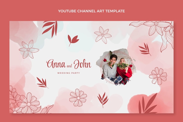 Vettore gratuito acquerello disegnato a mano matrimonio canale youtube arte