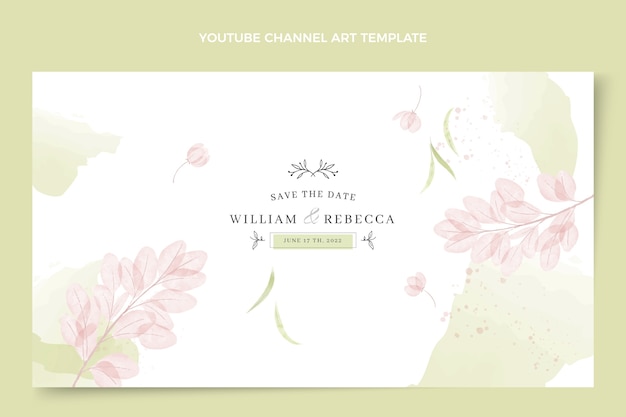 水彩手描きの結婚式のYouTubeチャンネルアート