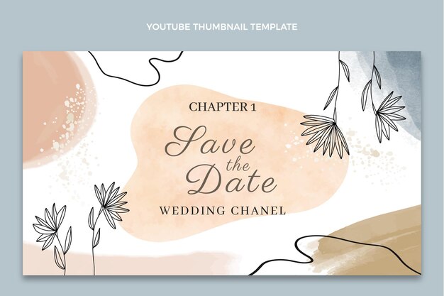 Бесплатное векторное изображение Акварельная рисованная свадебная миниатюра на youtube