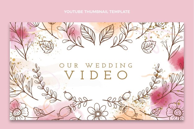 Watercolor hand drawn wedding youtube thumbnail