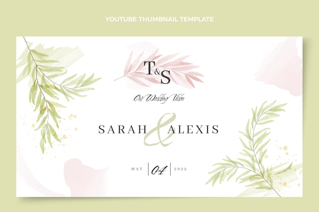 水彩手描きの結婚式のyoutubeサムネイル