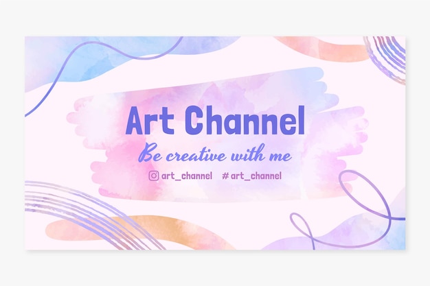 Free vector watercolor hand drawn youtube channel art template