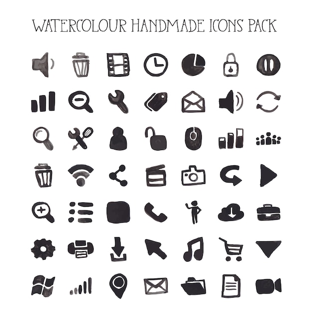 Free vector watercolor hand made icon pack