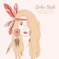 Free vector watercolor hand painted boho style fashion girl