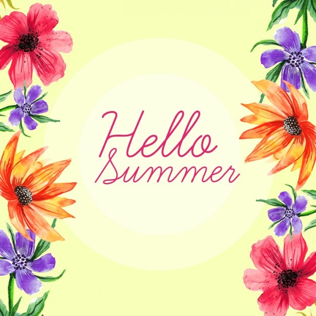 Watercolor hand painted summer background