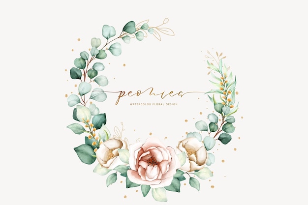 Free vector watercolor hand painting wreath of peony