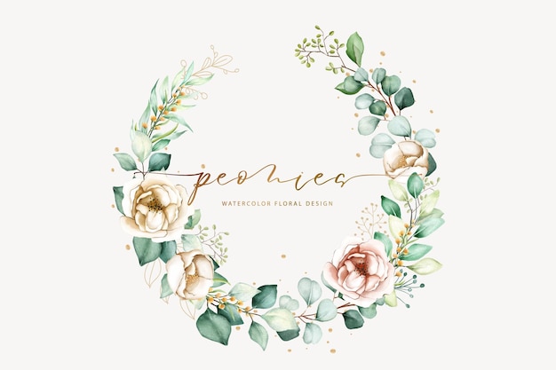 Free vector watercolor hand painting wreath of peony