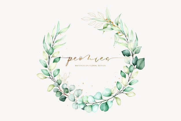 Watercolor hand painting wreath of peony