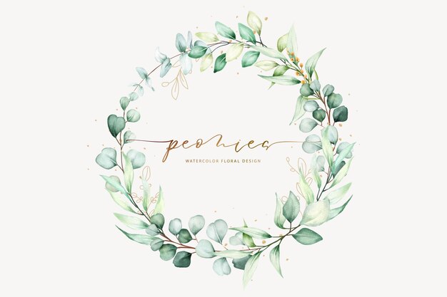 Watercolor hand painting wreath of peony