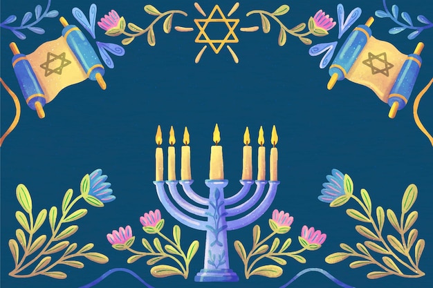 Vettore gratuito sfondo di hanukkah acquerello