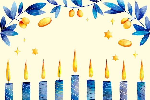 Free vector watercolor hanukkah background