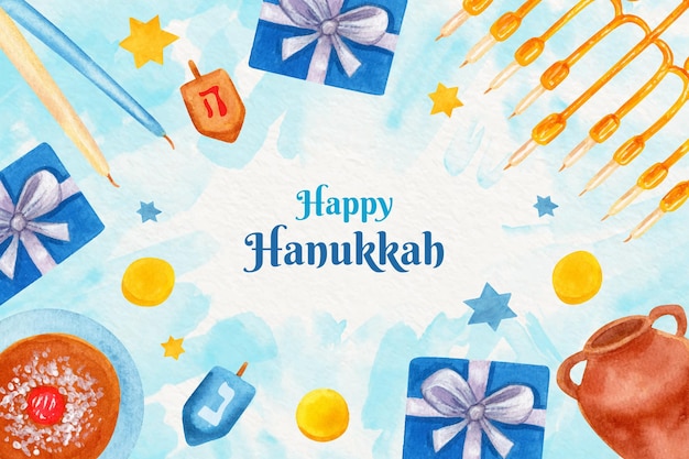 Watercolor hanukkah background