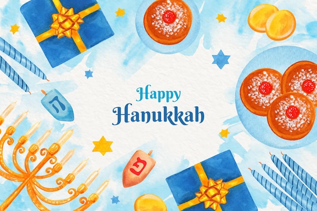 Free vector watercolor hanukkah background