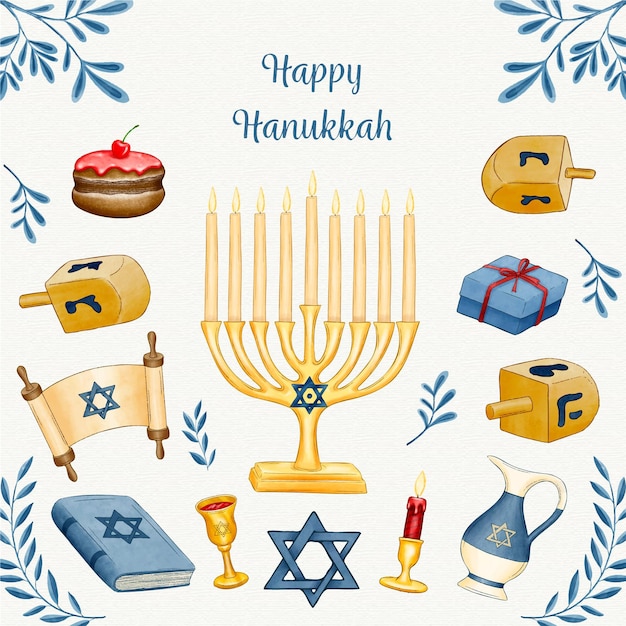 Concetto di hanukkah dell'acquerello