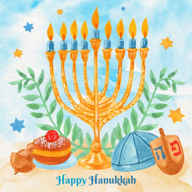 Illustrazione dell'acquerello di hanukkah