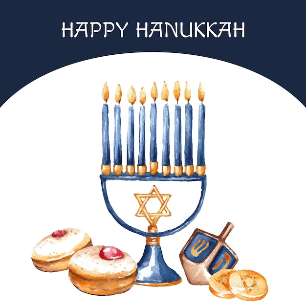 Vettore gratuito illustrazione ad acquerello di hanukkah