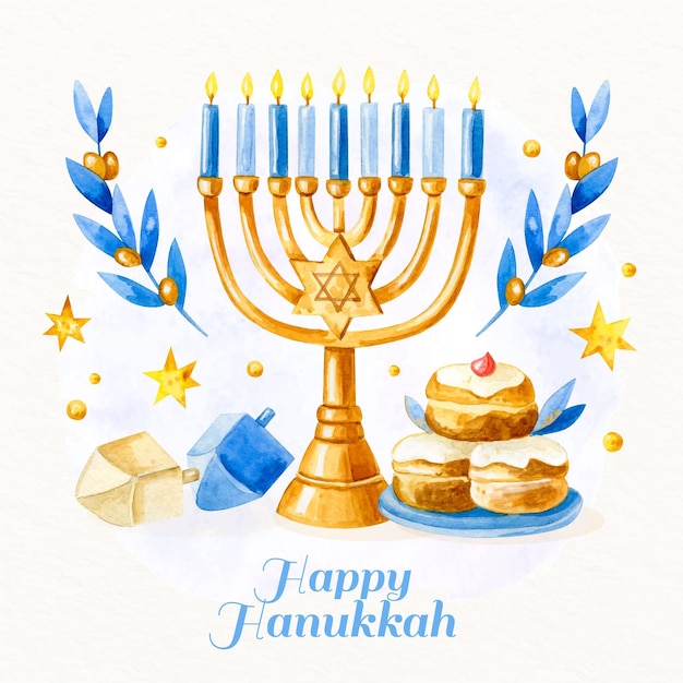 Watercolor hanukkah