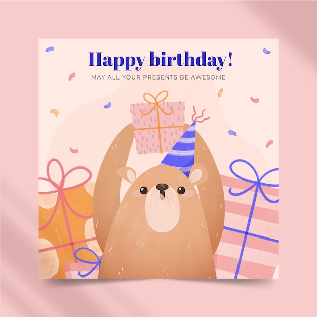 Free vector watercolor happy birthday card