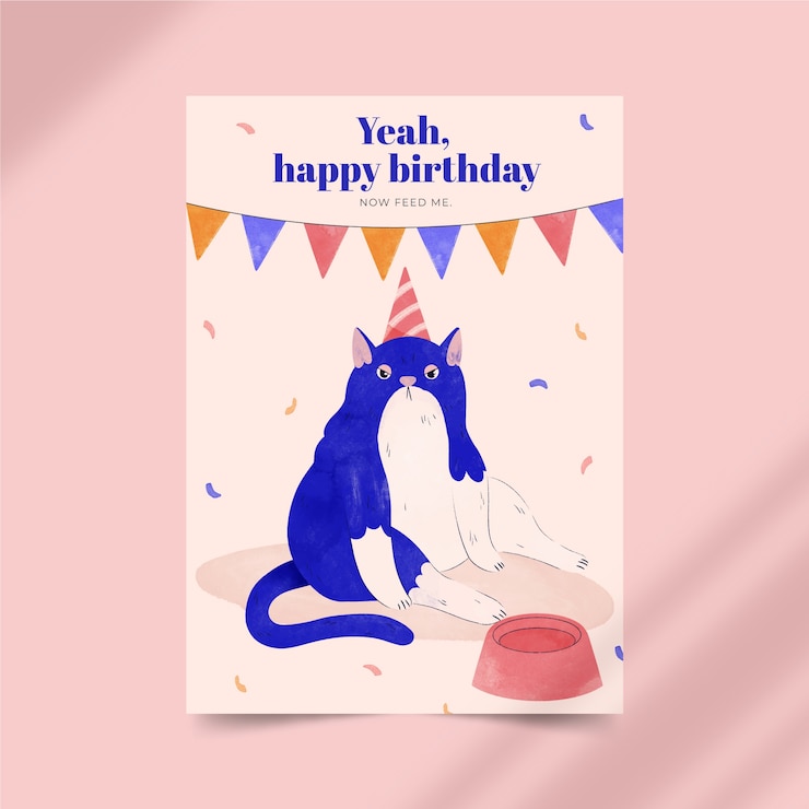 무료 Vector 수채화 생일 축하 카드