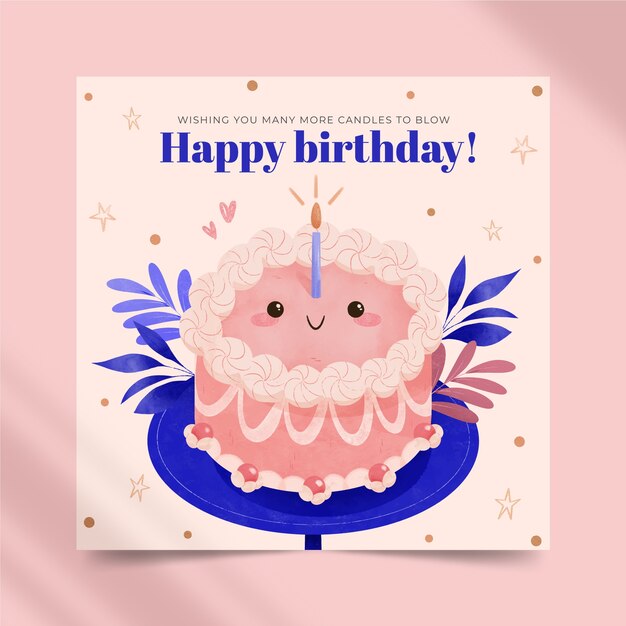 Free vector watercolor happy birthday card