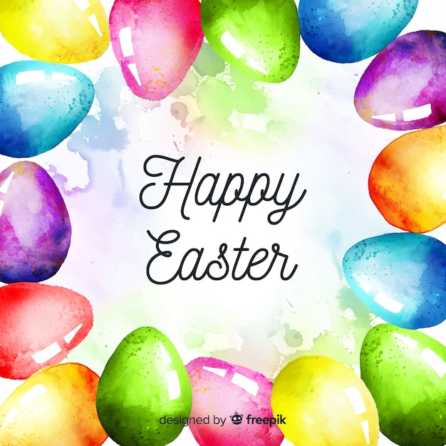 Watercolor happy easter day background