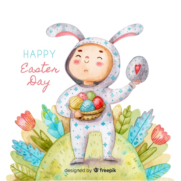 Free vector watercolor happy easter day background