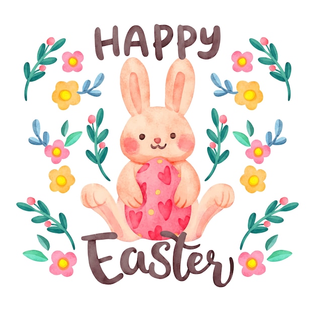 Free vector watercolor happy easter day banner