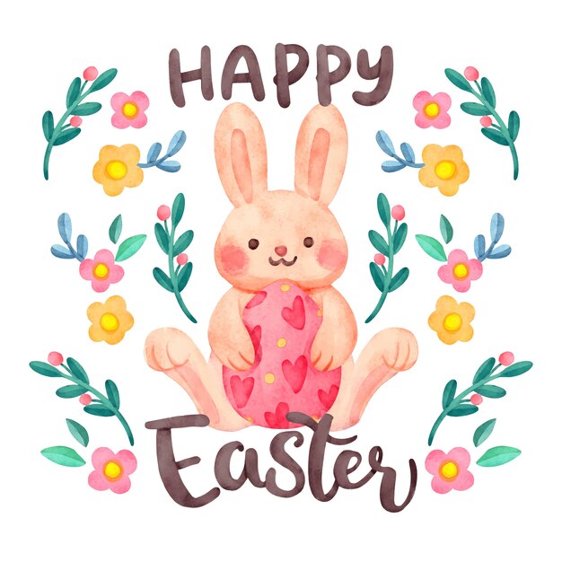 Watercolor happy easter day banner