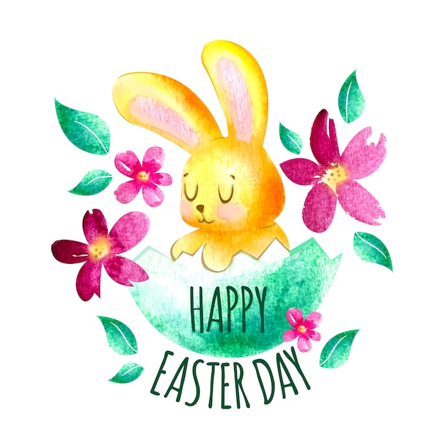 Free vector watercolor happy easter day concept