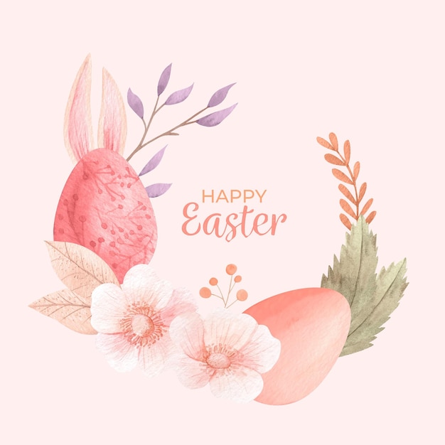 Watercolor happy easter illustration