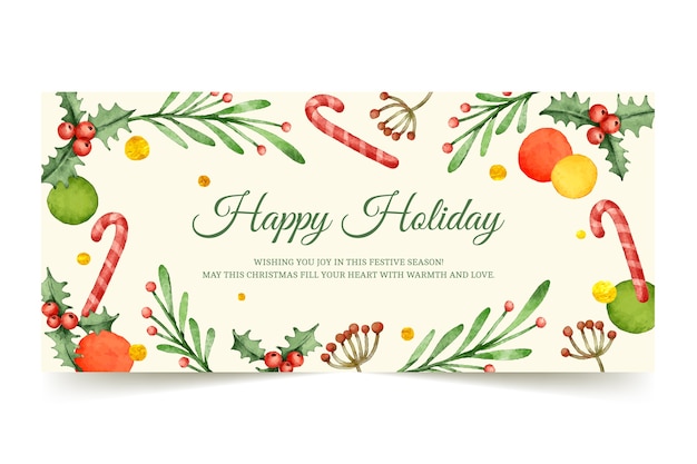 Watercolor happy holidays banner