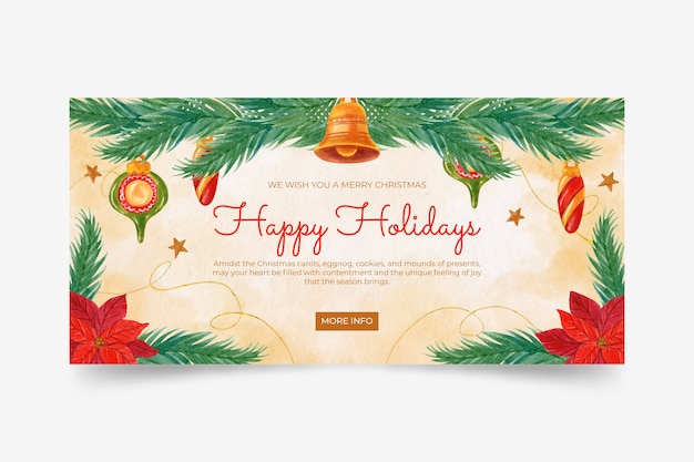 Watercolor happy holidays banner