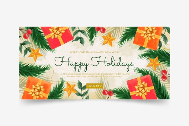 Watercolor happy holidays banner