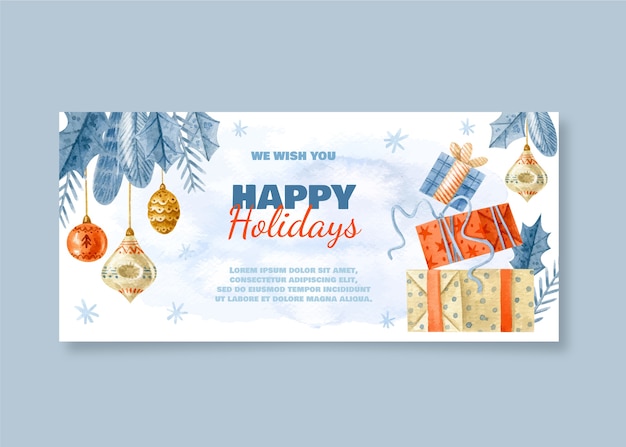 Watercolor happy holidays banner